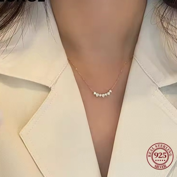 925 Sterling Silver Elegant Gold Necklace with Silver Accents - Picture 2 of 5